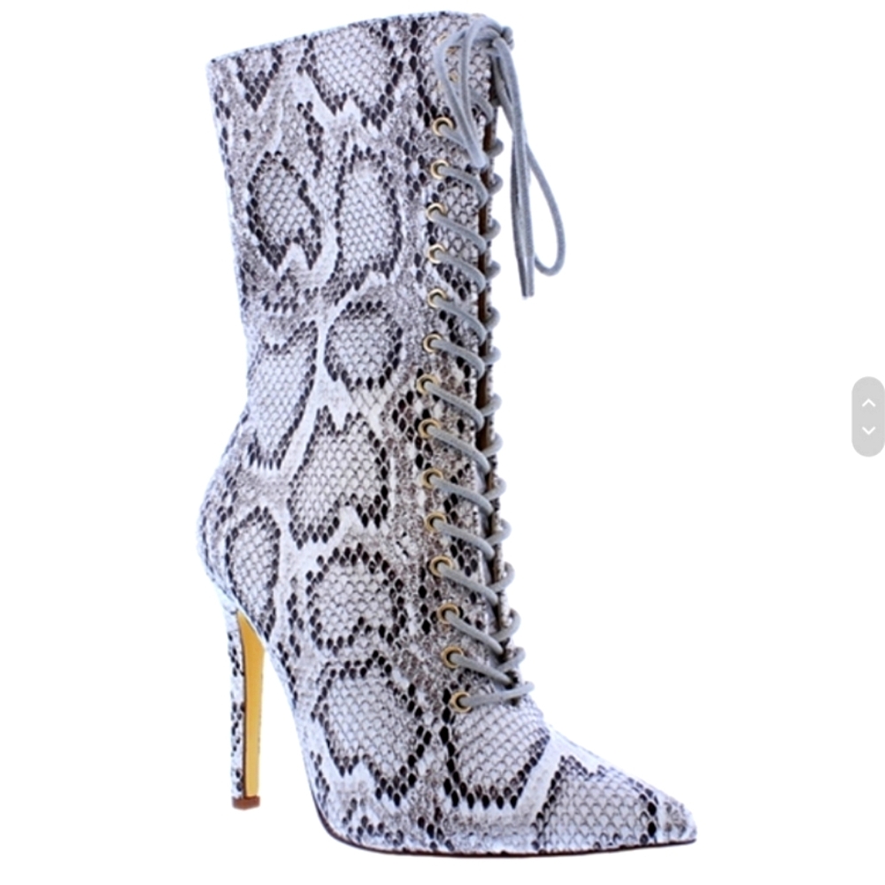 Cream, Black and Brown Snake Booties